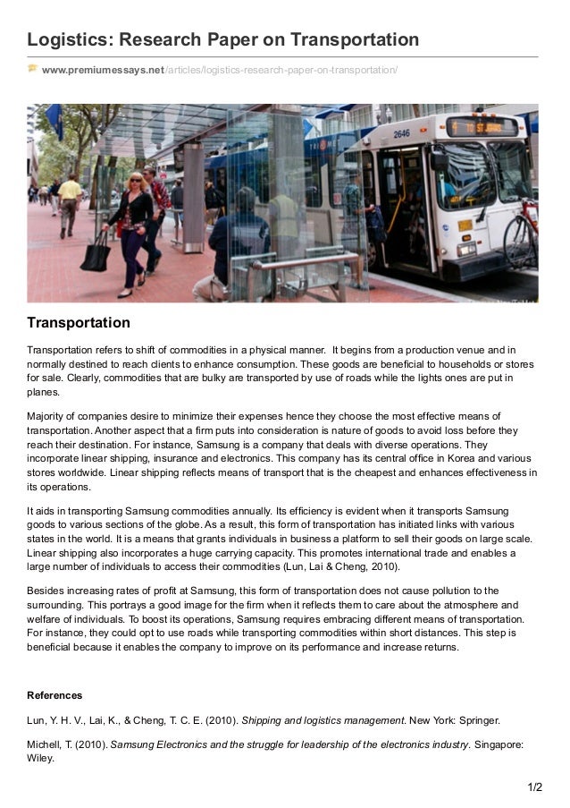 research paper on transportation